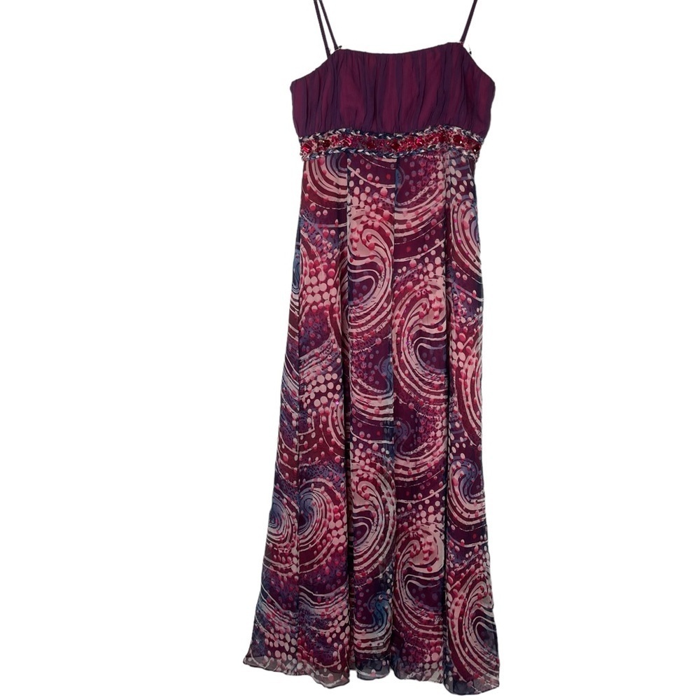 Per Una Spezie Women’s Formal Dress 5447e Size 10r Pink Swirl Sequin Jewels Prom